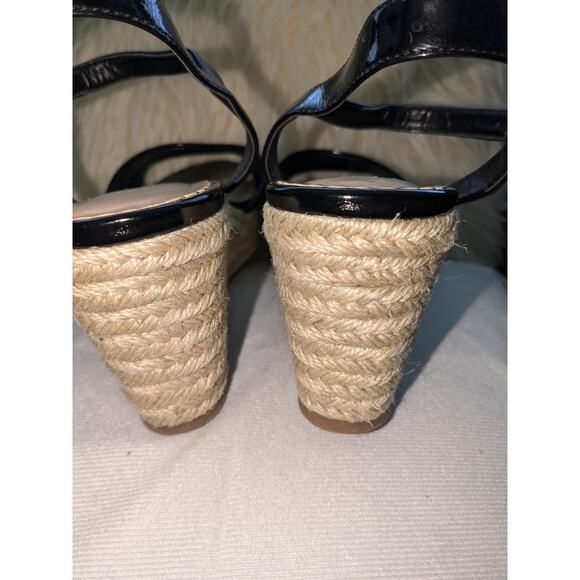 Lauren Ralph Lauren Sz 9B KEARA Shoes Patent Leather Wedge Platform Sandals - Picture 6 of 7